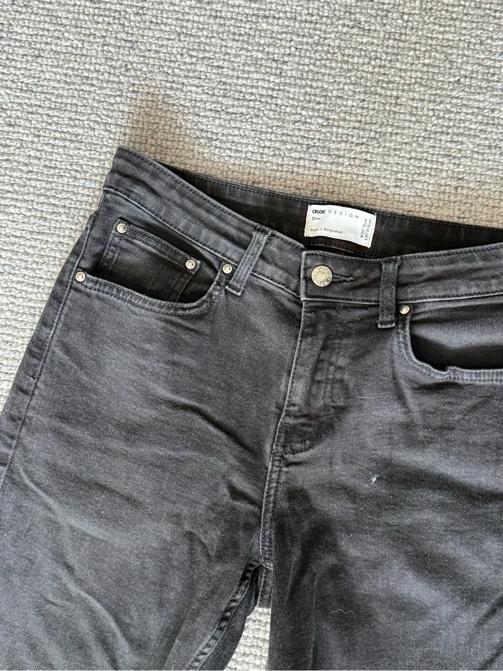 ASOS Design Men's Jeans Slim W30 L30 Black Slacks Straight Leg